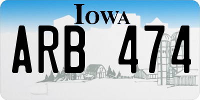 IA license plate ARB474