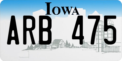 IA license plate ARB475