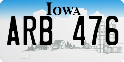 IA license plate ARB476