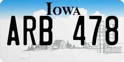 IA license plate ARB478