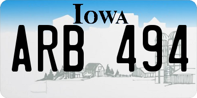 IA license plate ARB494