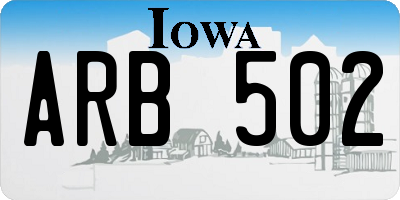 IA license plate ARB502