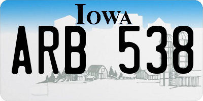 IA license plate ARB538