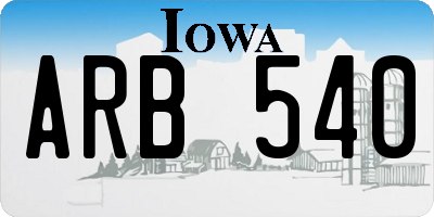 IA license plate ARB540