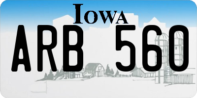 IA license plate ARB560