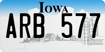 IA license plate ARB577