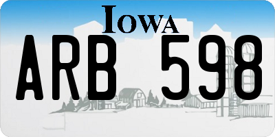 IA license plate ARB598