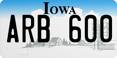 IA license plate ARB600