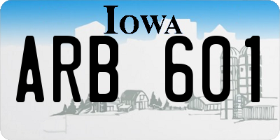 IA license plate ARB601