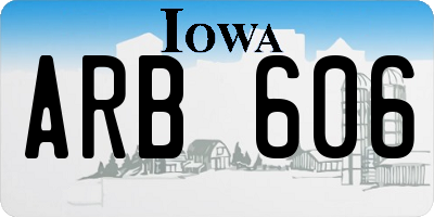 IA license plate ARB606