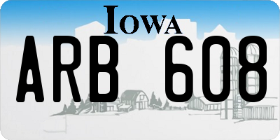 IA license plate ARB608