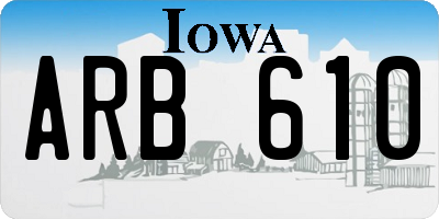 IA license plate ARB610