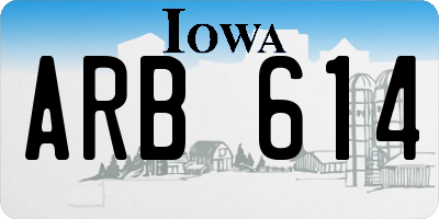 IA license plate ARB614