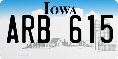 IA license plate ARB615