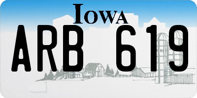 IA license plate ARB619