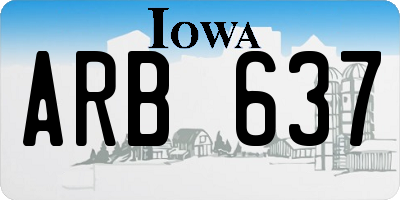 IA license plate ARB637
