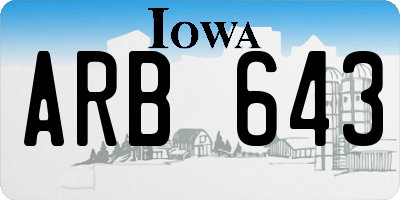 IA license plate ARB643