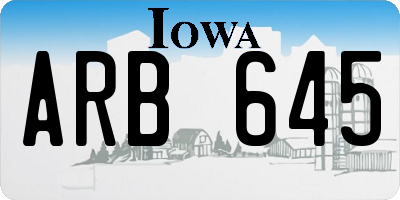 IA license plate ARB645