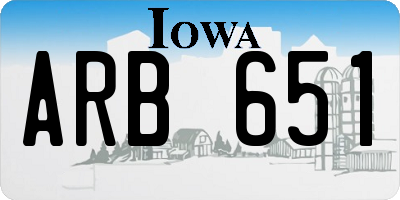 IA license plate ARB651