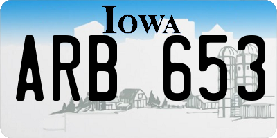 IA license plate ARB653