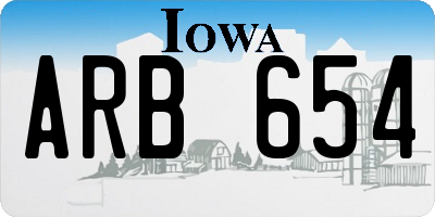 IA license plate ARB654