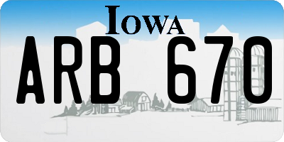 IA license plate ARB670