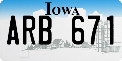 IA license plate ARB671