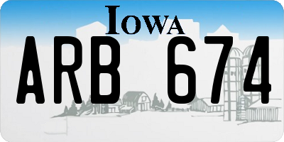 IA license plate ARB674