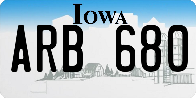 IA license plate ARB680