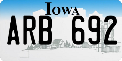 IA license plate ARB692