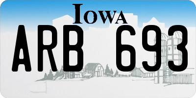 IA license plate ARB693