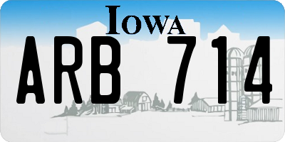 IA license plate ARB714