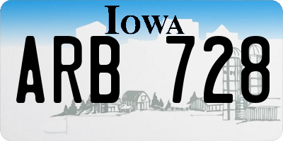 IA license plate ARB728