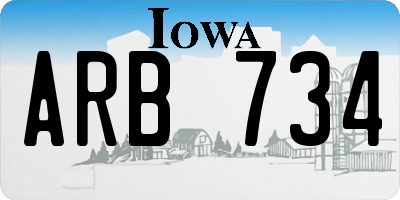 IA license plate ARB734