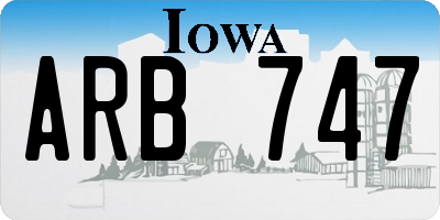 IA license plate ARB747