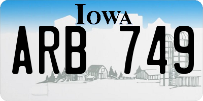 IA license plate ARB749