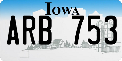 IA license plate ARB753