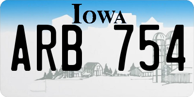 IA license plate ARB754