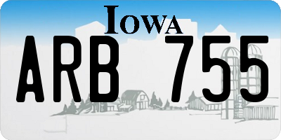 IA license plate ARB755
