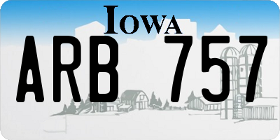 IA license plate ARB757