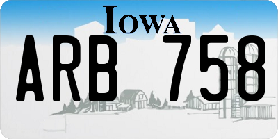 IA license plate ARB758