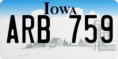 IA license plate ARB759