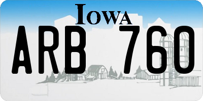IA license plate ARB760