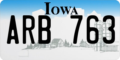 IA license plate ARB763