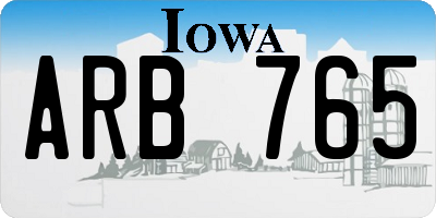 IA license plate ARB765