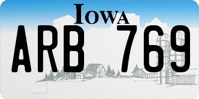 IA license plate ARB769
