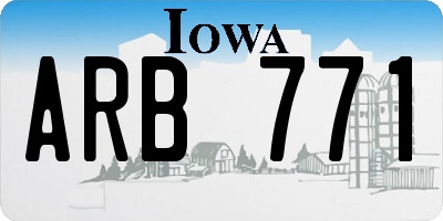 IA license plate ARB771