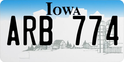 IA license plate ARB774