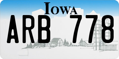 IA license plate ARB778