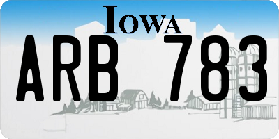 IA license plate ARB783